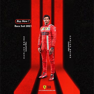 2021 Carlos Sainz Race Misson Winnow Scuderia Ferrari F1 Suit - Rustle Racewears