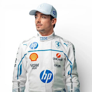 2025 Charles Leclerc Scuderia Ferrari White F1 Race Suit – Monaco GP - Rustle Racegear