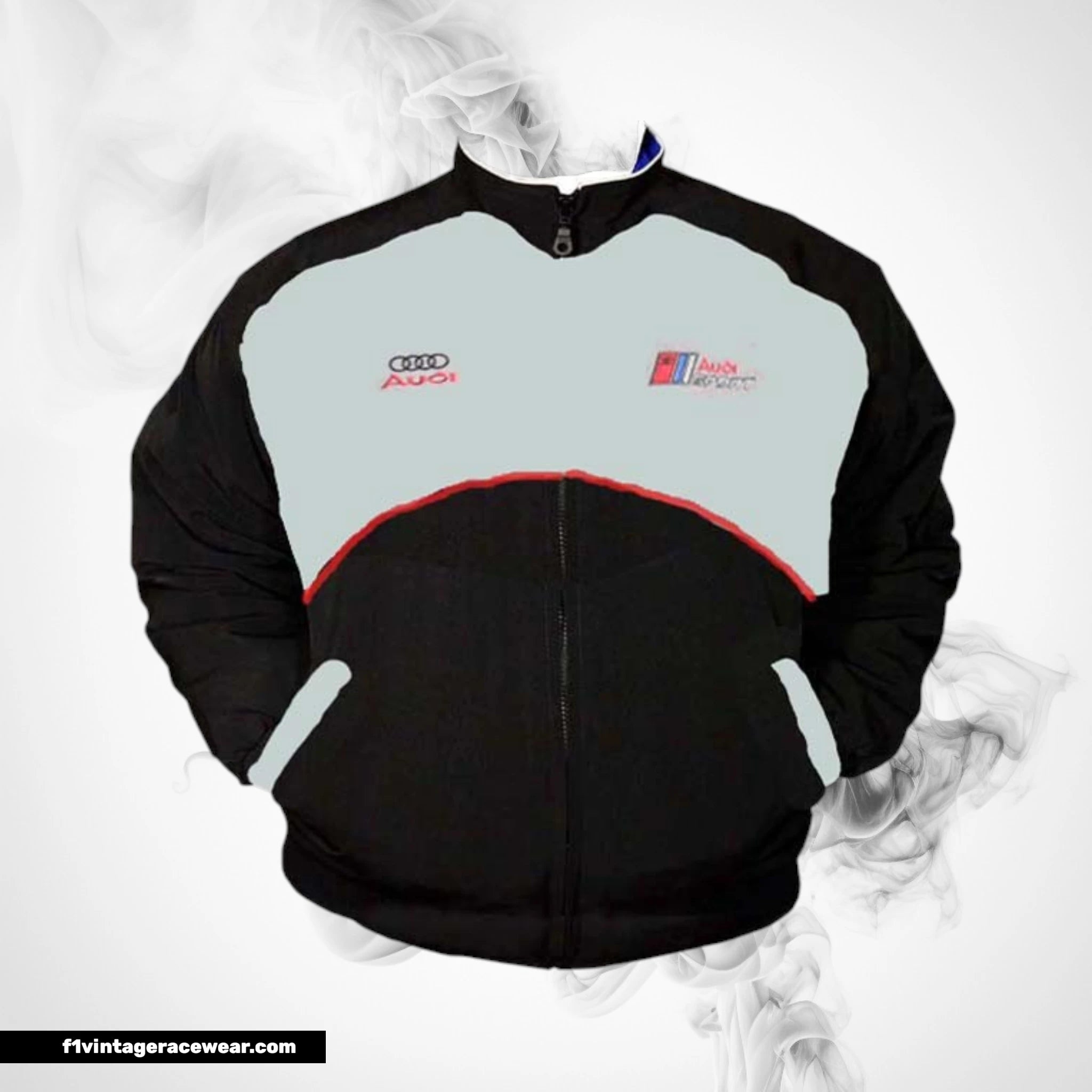 Audi Racing Jacket Light Gray and Black Motorsport Style