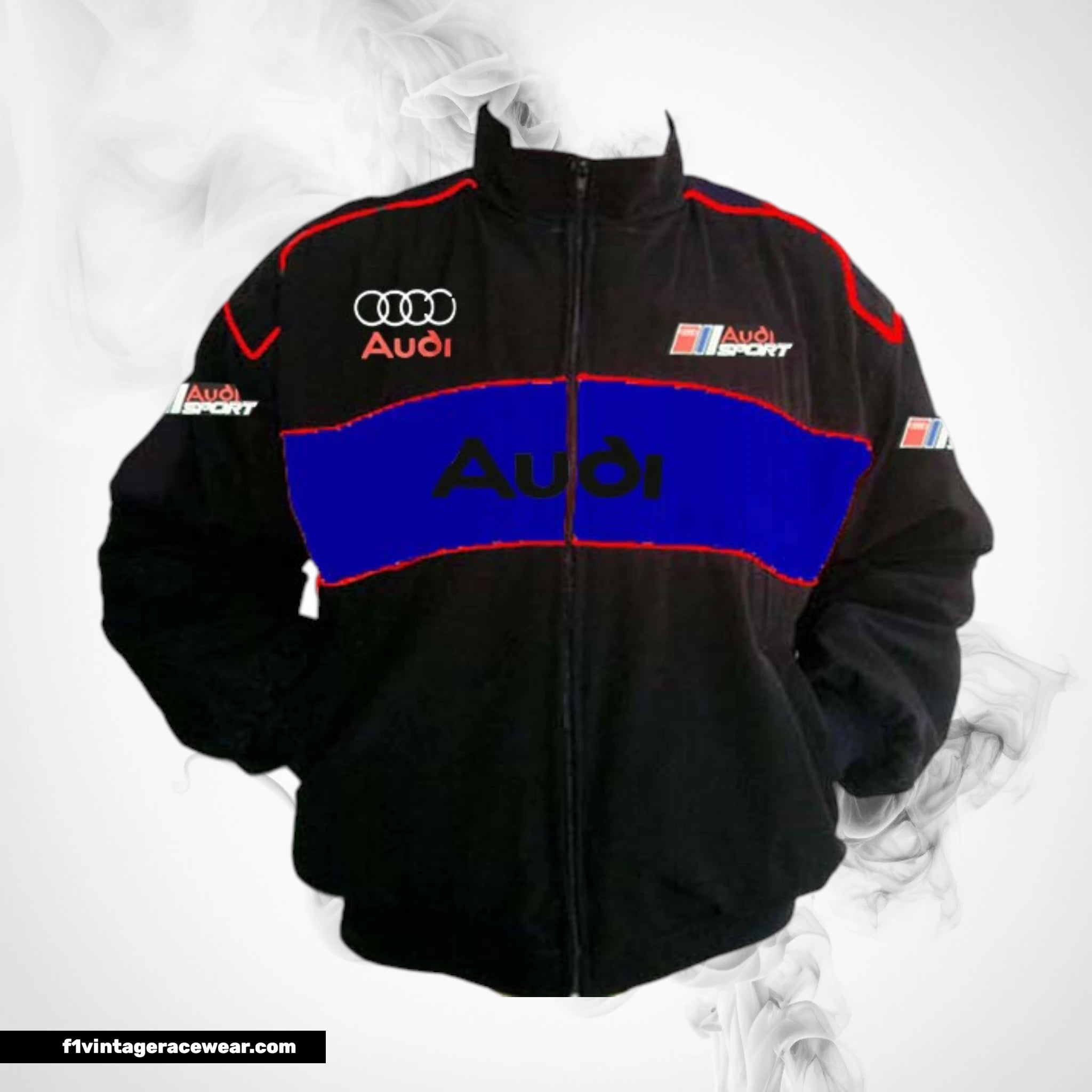 Audi Sport Racing Jacket Black and Royal Blue Motorsport Style Edition