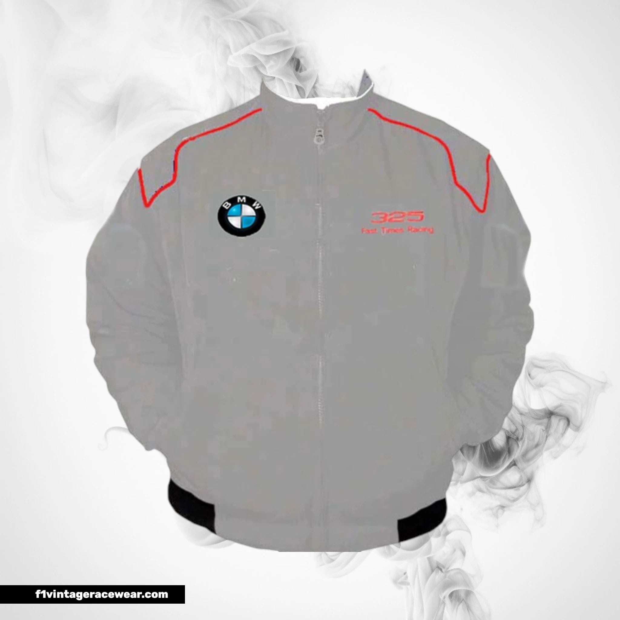 BMW 325 Racing Jacket Light Gray Motorsport Style