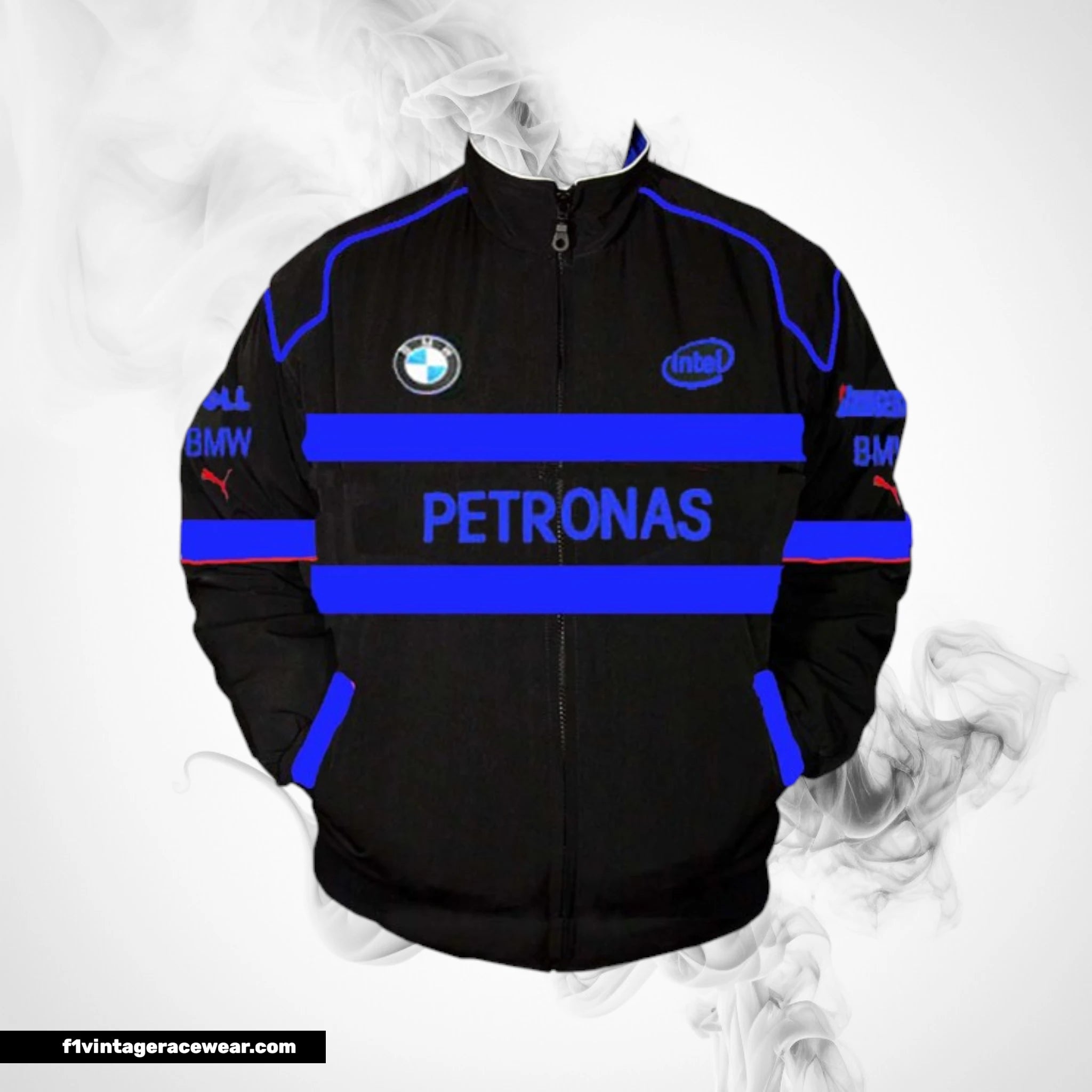 BMW Petronas Racing Jacket Black and Royal Blue Motorsport Style