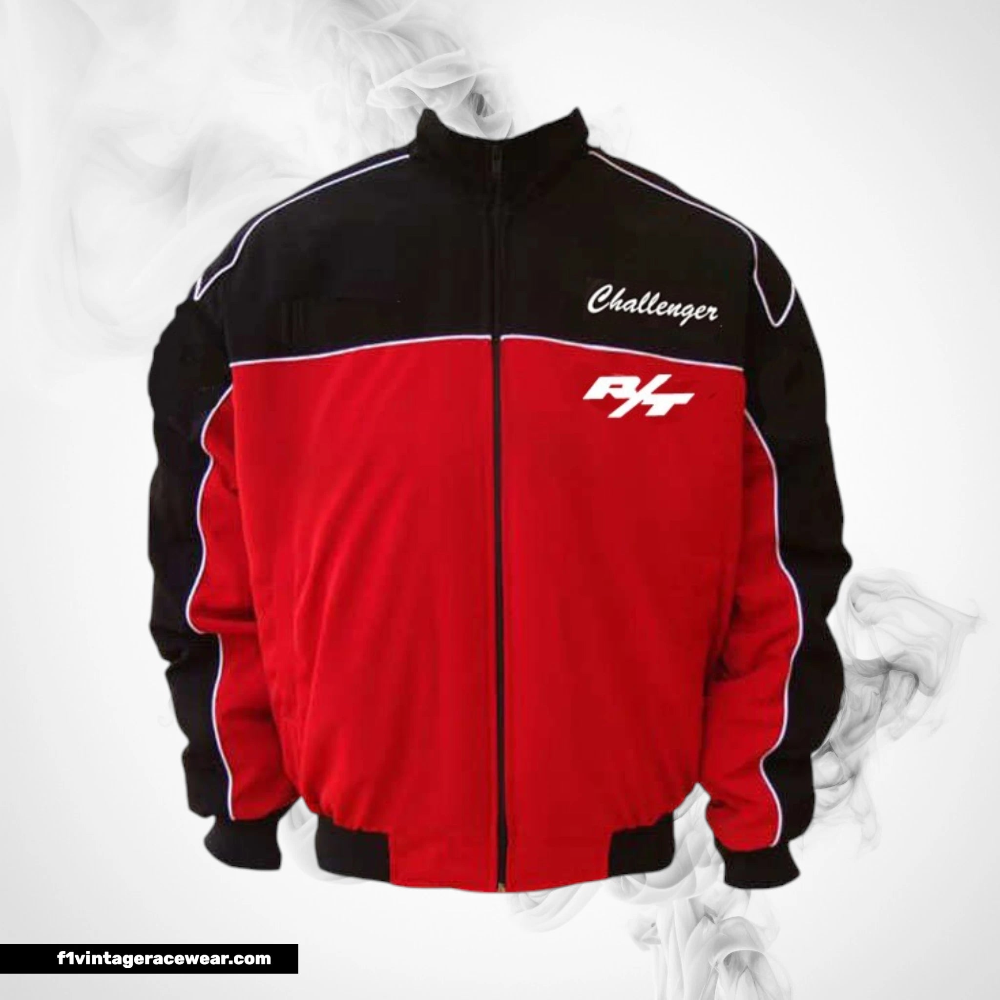 Dodge Challenger SRT Racing Jacket Black Red White Piping Streetwear Style