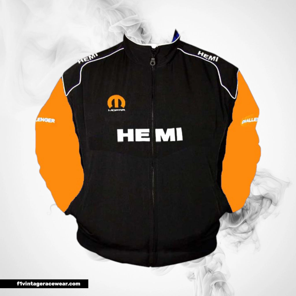 Dodge Hemi F1 Inspired Jacket Black Orange Racing Style