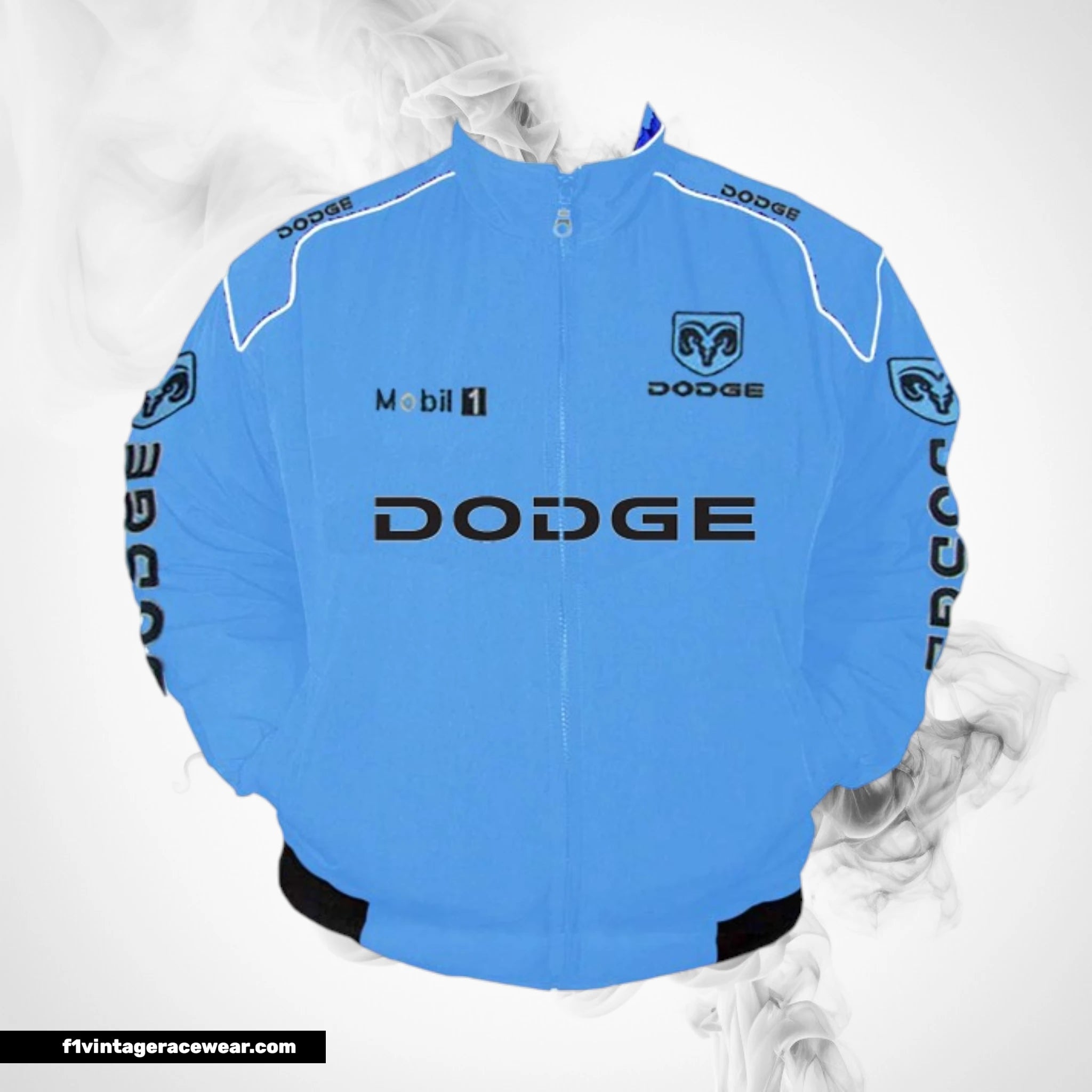 Dodge Mobil 1 Racing Jacket Light Blue Streetwear Style