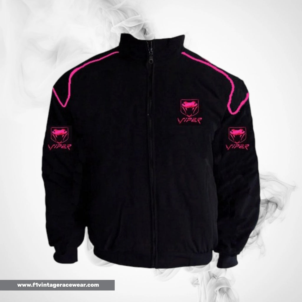 Dodge Viper F1 Inspired Jacket Black Pink Piping Racing Style