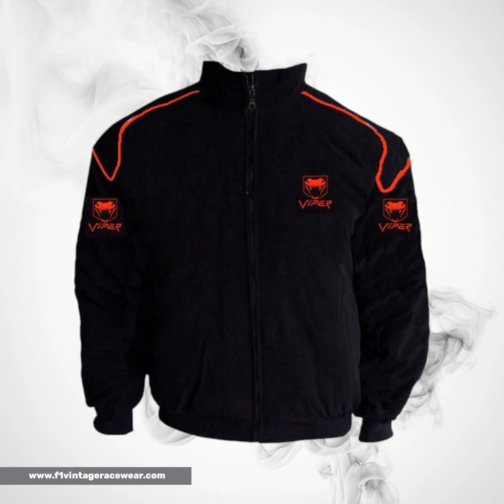 Dodge Viper Fangs Racing Jacket Black Red Piping Streetwear Style