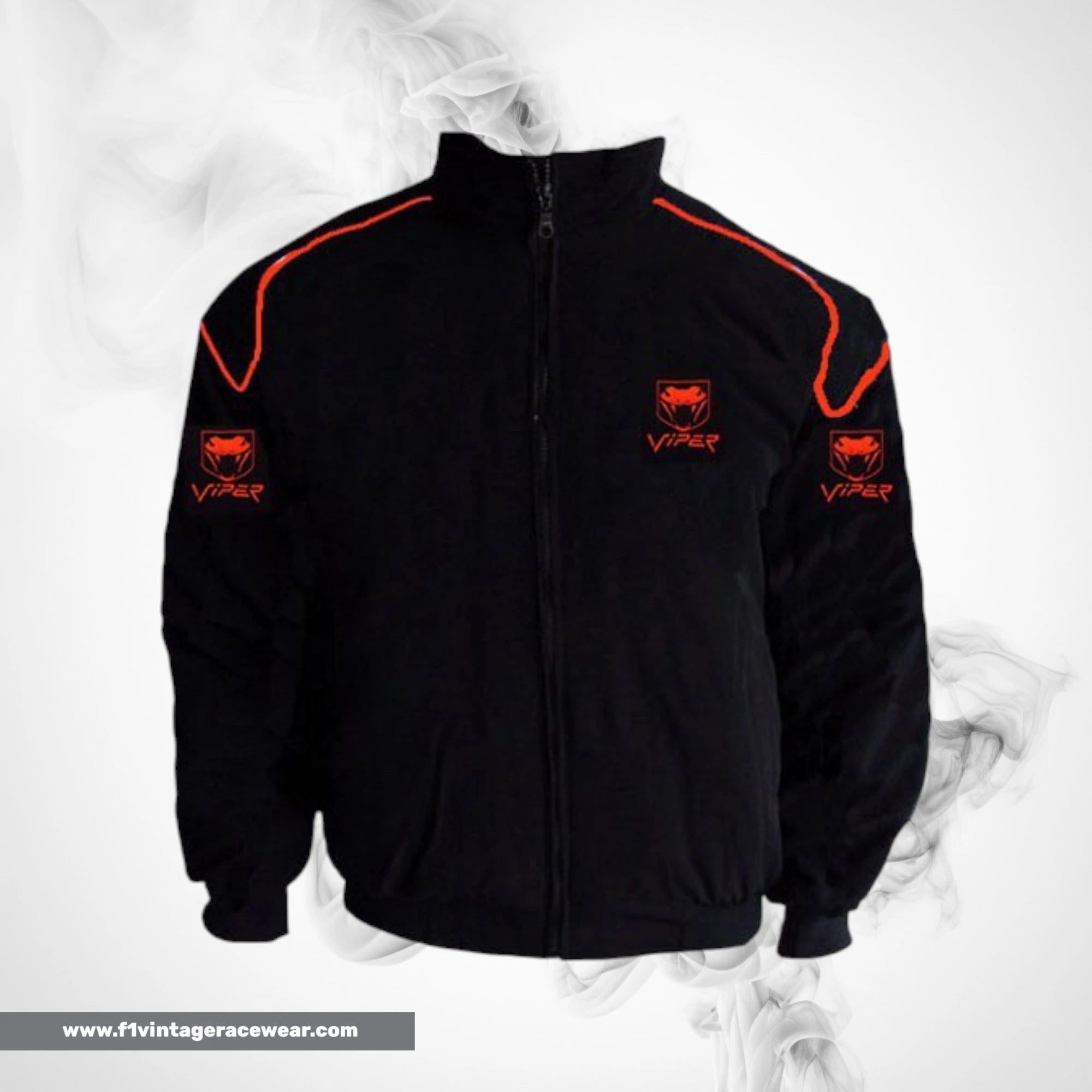Dodge Viper Fangs Racing Jacket Black Red Piping Streetwear Style