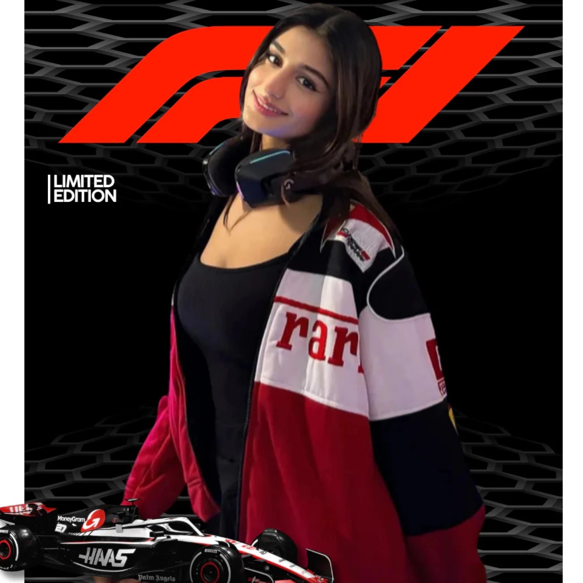 Ferrari F1 Vintage Racing Jacket - Black White Red