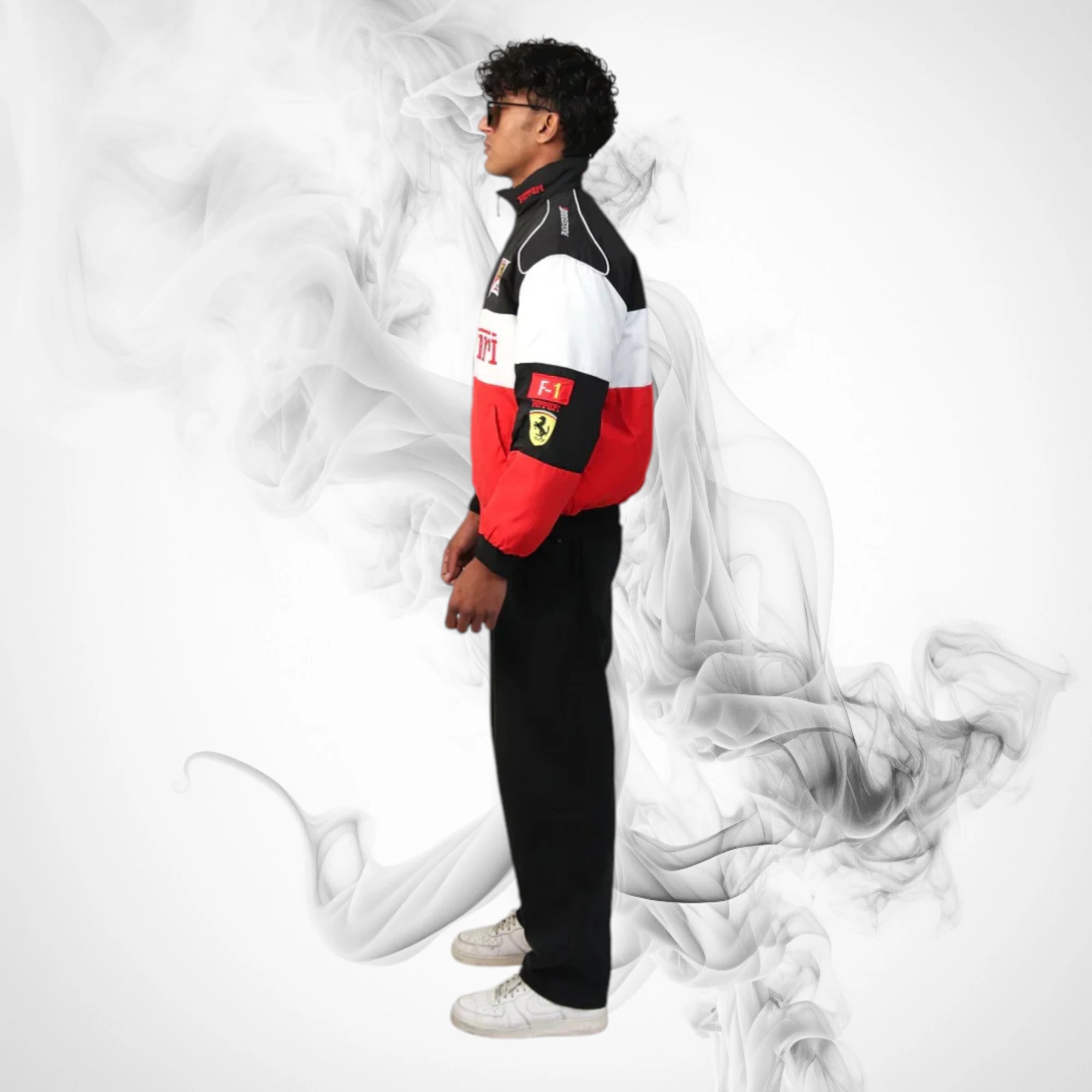 Ferrari F1 Vintage Racing Jacket - Black White Red