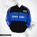 Kawasaki F1 Inspired Motorcycle Jacket Black Royal Blue Racing Style
