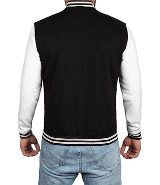 Mens Black and White Varsity Jacket - College Baseball Style