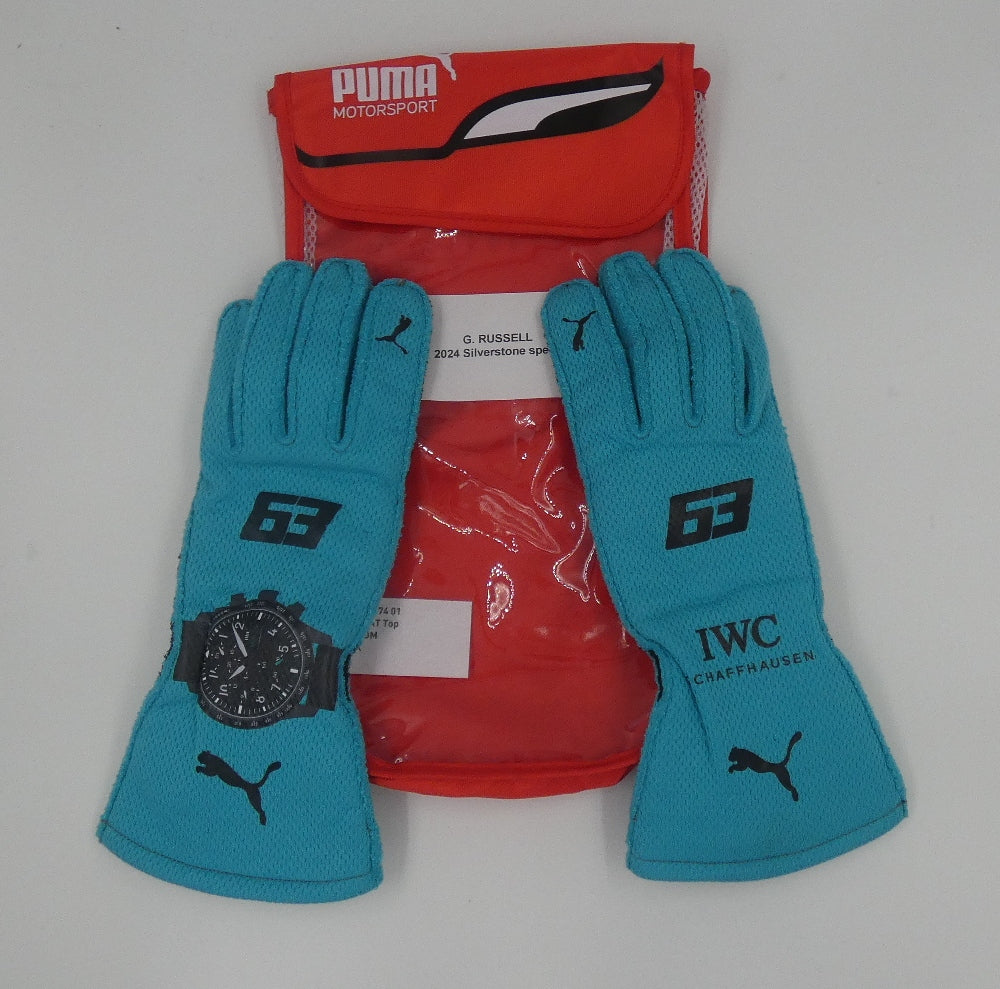 George Russell 2024 British GP Mercedes race gloves