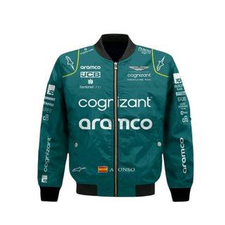 Aston Martin Aramco Cognizant F1 2023 Official Fernando Alonso Team Driver Bomber Jacket