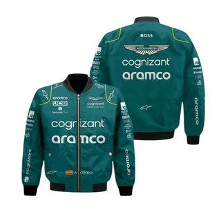 Aston Martin Aramco Cognizant F1 2023 Official Fernando Alonso Team Driver Bomber Jacket