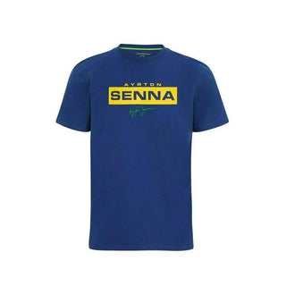 Ayrton Senna Fanwear Logo T-Shirt - Navy/Green/Yellow - Rustle Racewears