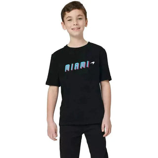 McLaren F1 Kids Miami Neon Graphic T-Shirt-Black/Vice Blue/Beetroot Purple - Rustle Racewears