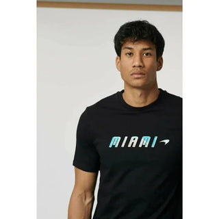 McLaren F1 Men's Miami Palm Graphic T-Shirt-Black/Aqua Sky/Crystal Rose - Rustle Racewears